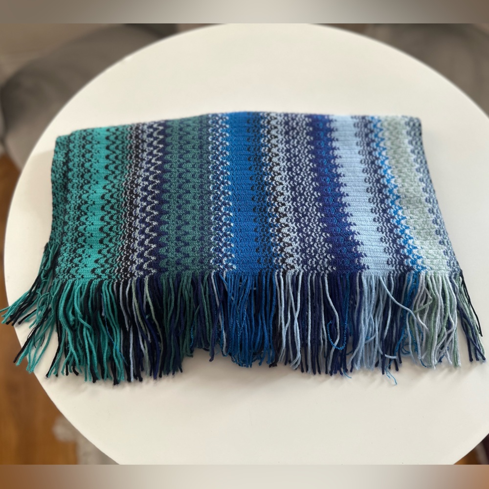 Fringed wool blend zigzag scarf Missoni